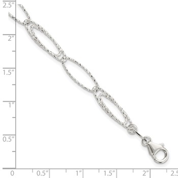 Sterling Silver Rhodium-plated Polished D/C Fancy Link Bracelet — alternate view