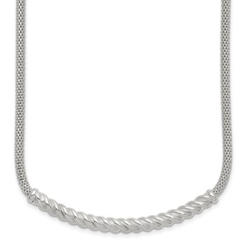 Sterling Silver Polished Twisted Bar Necklace