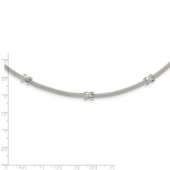 Sterling Silver Polished CZ Xs w/ 2in ext. Necklace — alternate view