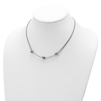 Sterling Silver Rhodium-plated Knotted Mesh w/2in Ext Necklace — alternate view