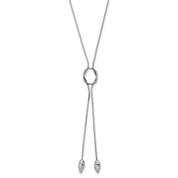 Sterling Silver RH-plated D/C Beads Fancy Loop Drop Necklace — alternate view