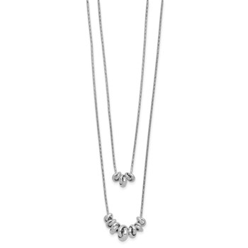 Sterling Silver Double Rings 2-Strand w/2 in ext Necklace — alternate view