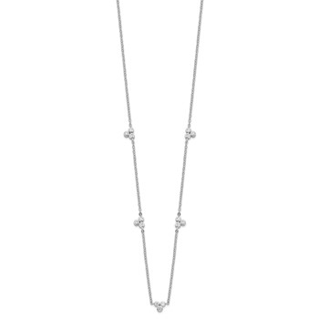 Sterling Silver Rhodium-plated Polished CZ 5 Stations Necklace — alternate view