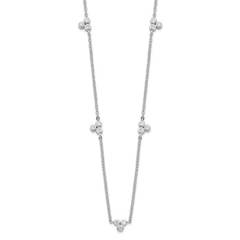 Sterling Silver Rhodium-plated Polished CZ 5 Stations Necklace