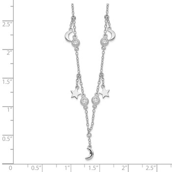 Sterling Silver Rhodium-plated Polished CZ Necklace — alternate view