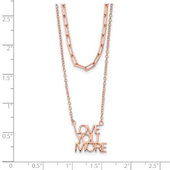 Sterling Silver Rose-tone Love You More Two Strand 16 inch Necklace — alternate view