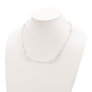 Sterling Silver Hammered Oval w/Beads Necklace — alternate view