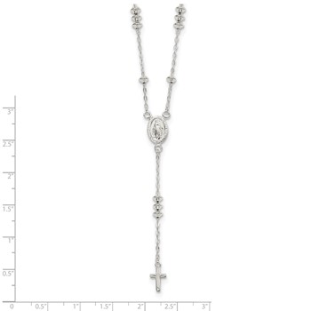 Sterling Silver Polished Mary and Cross Y-drop 1.75in ext. Necklace — alternate view