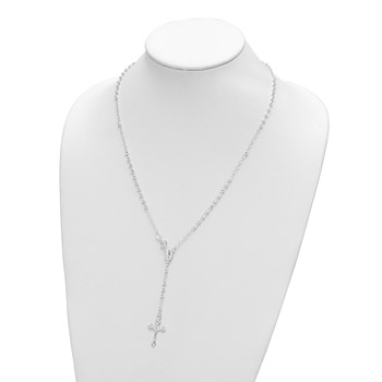 Sterling Silver Rhodium-plated Polished w/ Clasp Rosary — alternate view