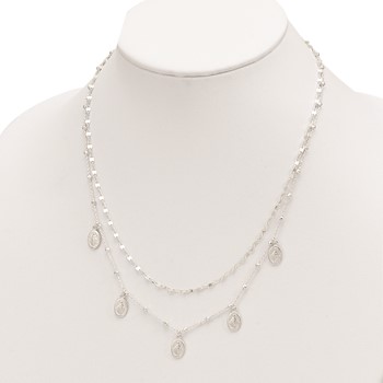Sterling Silver Dbl Miraculous Medal w/2 in ext. Necklace — alternate view