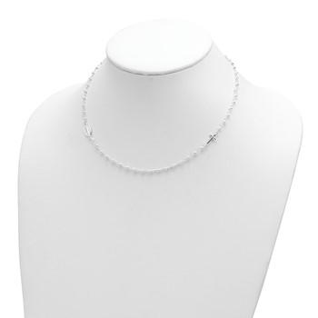 Sterling Silver Medal/Cross w/1.5in ext. Rosary Necklace — alternate view