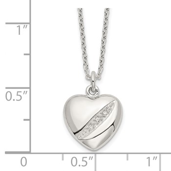 Sterling Silver CZ 16in w/2in ext Heart Necklace — alternate view