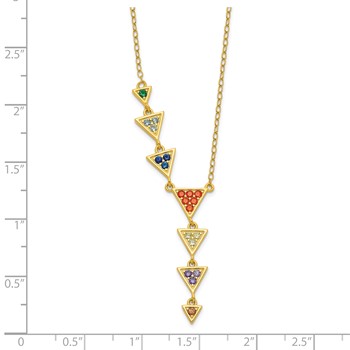 Sterling Silver Gold-tone Multicolor CZ Necklace — alternate view