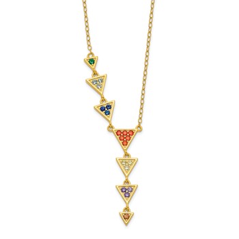 Sterling Silver Gold-tone Multicolor CZ Necklace