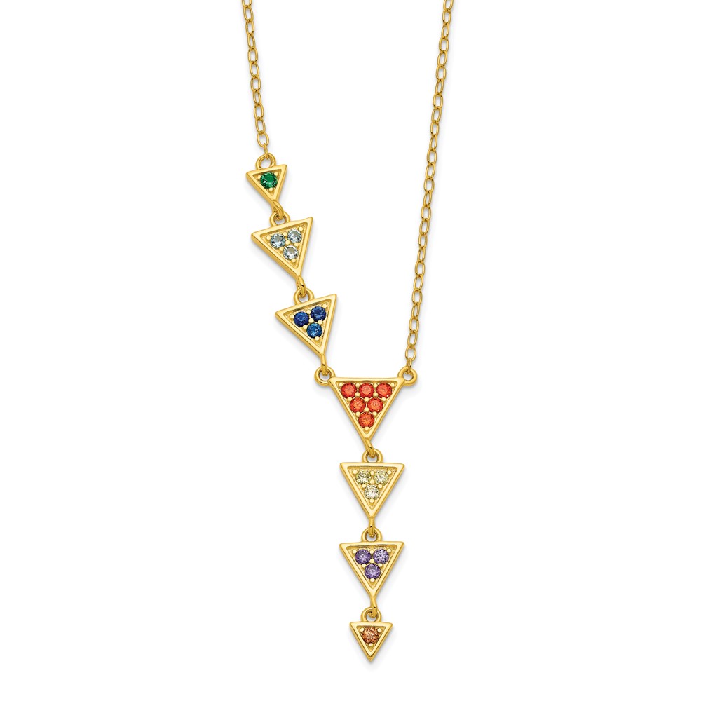 Sterling Silver Gold-plated Multicolor CZ Necklace