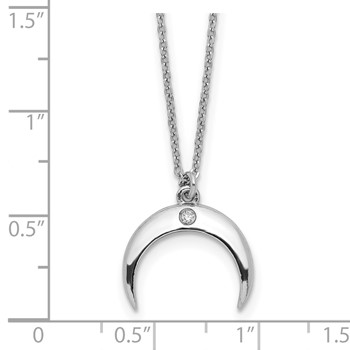 Sterling Silver Rhodium-plated CZ Moon Necklace — alternate view