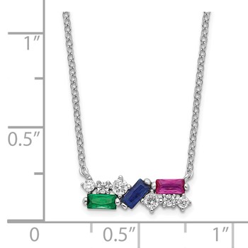 Sterling Silver Rhodium-plated Polished Multi-color CZ Necklace — alternate view