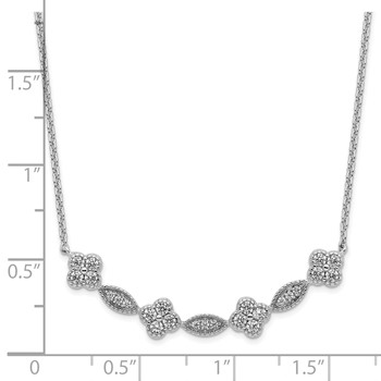 Sterling Silver Rhodium-plated Polished Fancy CZ Necklace — alternate view