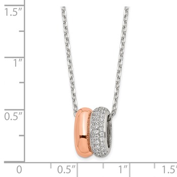 Sterling Silver Rose-tone CZ w/2 in ext. Necklace — alternate view