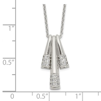 Sterling Silver Polished CZ Fancy Necklace — alternate view