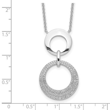 Sterling Silver Rhodium-plated  CZ Intertwined Circles w/2 in ext. Necklace — alternate view