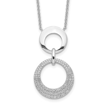Sterling Silver Rhodium-plated  CZ Intertwined Circles w/2 in ext. Necklace