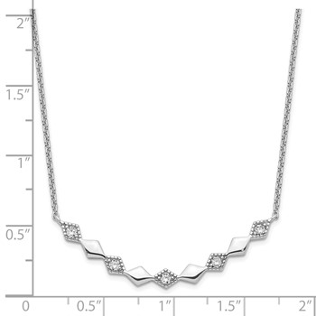 Sterling Silver Rhodium-plated Polished CZ Diamond Shapes 17.75in Necklace — alternate view