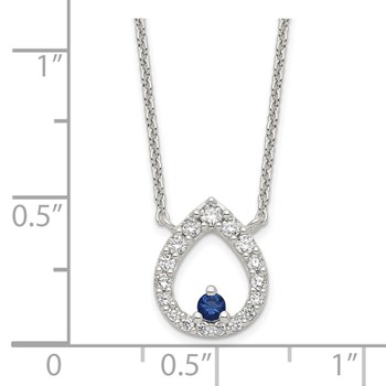 Sterling Silver Polished CZ Teardrop Necklace — alternate view