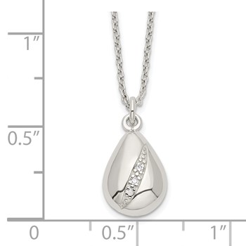Sterling Silver CZ 16in w/2in ext Teardrop Necklace — alternate view