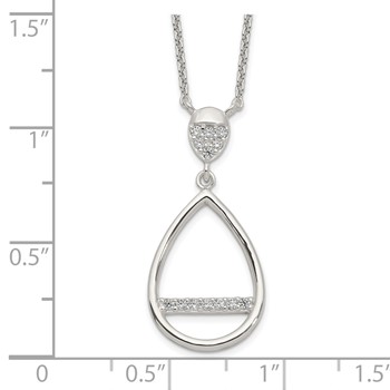 Sterling Silver Polished CZ Teardrop Necklace — alternate view