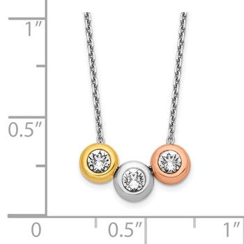 Sterling Silver Rhodium-Plate Gold/Rose-tone Triple Crystal Necklace — alternate view