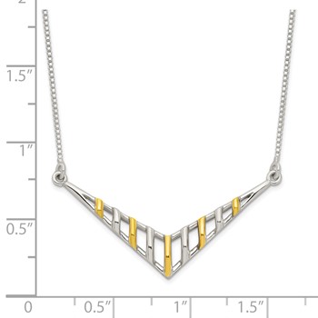 Sterling Silver Gold-tone V-shaped Bar Necklace — alternate view