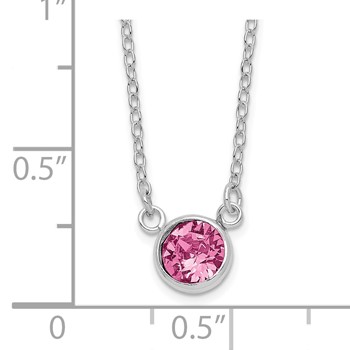 Sterling Silver Rhodium-plated Pink Crystal 18.5 inch Necklace — alternate view