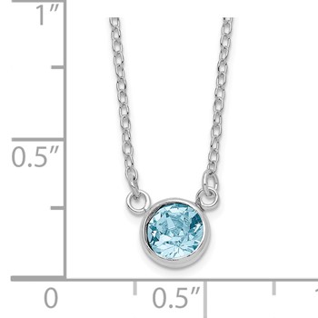 Sterling Silver RH-plated Blue Crystal Bezel 18.5in Necklace — alternate view