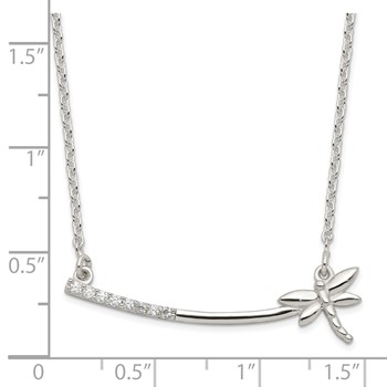 Sterling Silver CZ Dragonfly Bar Necklace — alternate view
