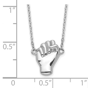 Sterling Silver Rhodium-plated Fist Necklace — alternate view