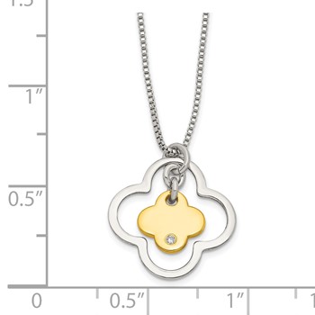 Afflordable Expressions Sterling Silver Gold-tone CZ Floral 15.75 Inch Necklace — alternate view