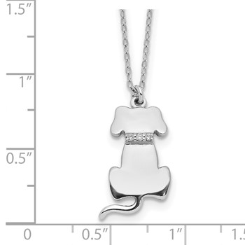 Sterling Silver Rhodium-plated CZ Dog Necklace — alternate view