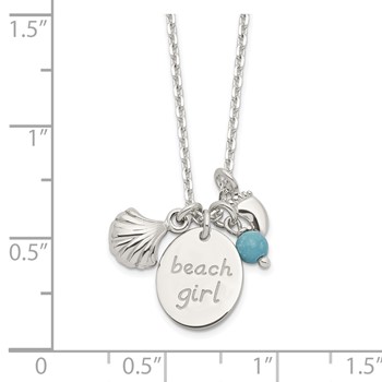 Sterling Silver Turquoise Bead and Shell Beach Girl Necklace — alternate view