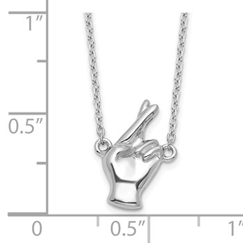 Sterling Silver Rhodium-plated Fingers Crossed Necklace — alternate view