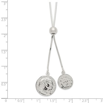 Sterling Silver Polished Medallion Adjustable Necklace — alternate view