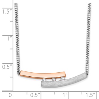 Sterling Silver RH-plate Rose Gold-plated Diamond Bar 16.5in w/1in ext Neck — alternate view