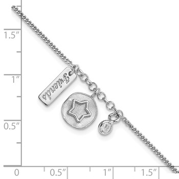Sterling Silver Rhodium-plated Satin Star Friends CZ with .5in Ext Bracelet — alternate view
