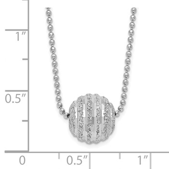 Sterling Silver Rhodium-plated Polish and Lasered Bead 18in Necklace — alternate view