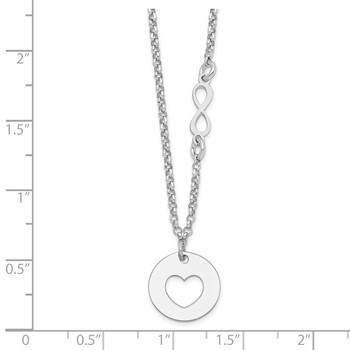 Sterling Silver Rhodium-plated Heart and Infinity w/1 in Ext Necklace — alternate view