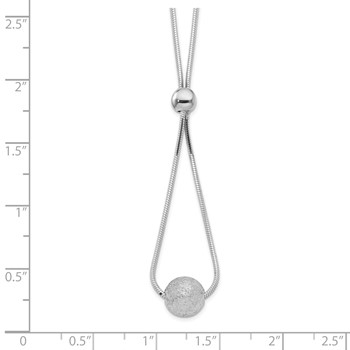 Sterling Silver Rhodium-plated Diamond-cut Beaded Drop 18in Necklace — alternate view