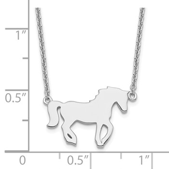 Sterling Silver Rhodium-plated Polished Horse w/ 2in ext Necklace — alternate view