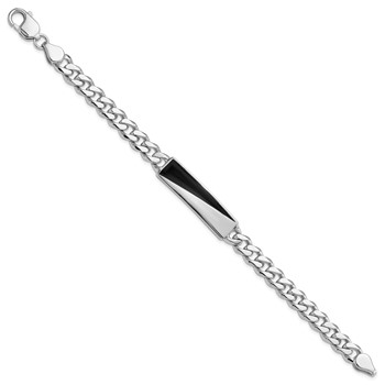 Sterling Silver Rhodium-plated Enameled Bar Men's 8in Bracelet — alternate view