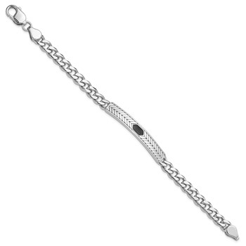 Sterling Silver Rhodium-plated Enameled Bar Men's 8in Bracelet — alternate view