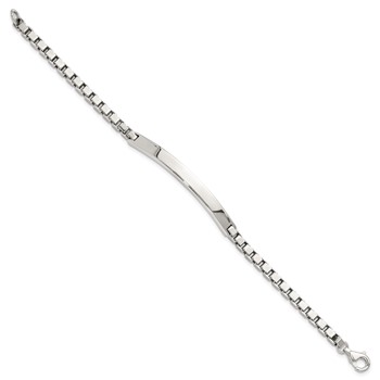 Sterling Silver Polished Box Chain ID Bracelet — alternate view